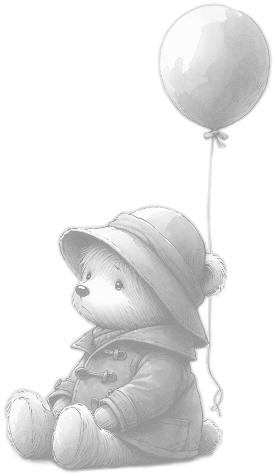 Teddy bear watching a balloon float away